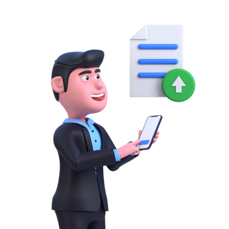 Business person Uploading Document  3D Illustration