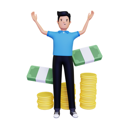 Business person with business profit 3D Illustration