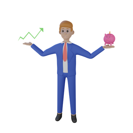 Business person with investment profit  3D Illustration