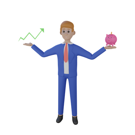 Business person with investment profit 3D Illustration