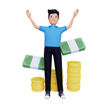 Business person with business profit  3D Illustration