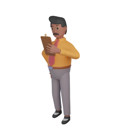 Business person with task list  3D Illustration