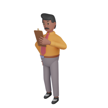 Business person with task list  3D Illustration