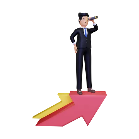 Business person working on business growth  3D Illustration