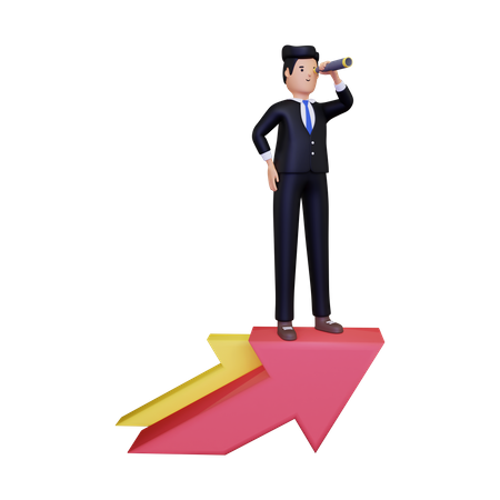 Business person working on business growth  3D Illustration