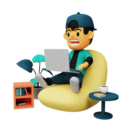 Business person working on laptop  3D Illustration