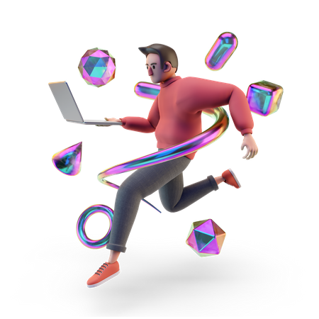 Business person working on laptop  3D Illustration