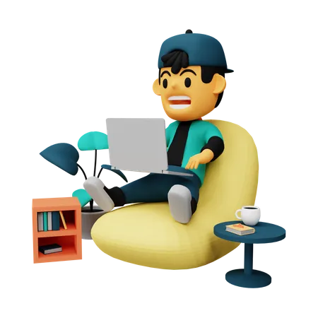 Business person working on laptop  3D Illustration