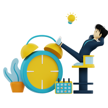 Business person working on time  3D Illustration