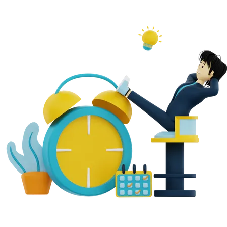 Business person working on time  3D Illustration