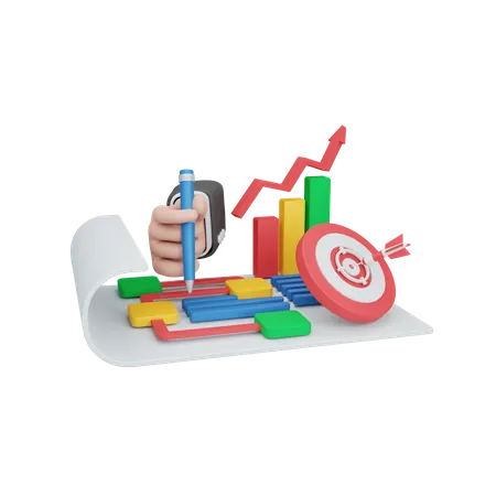 3 D Rendering Planning Concept With Gear And Colorful Strategy Symbol Useful For Business 3D Illustration