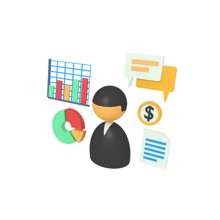 3 D Illustration Of Presentation Business Growth 3D Icon