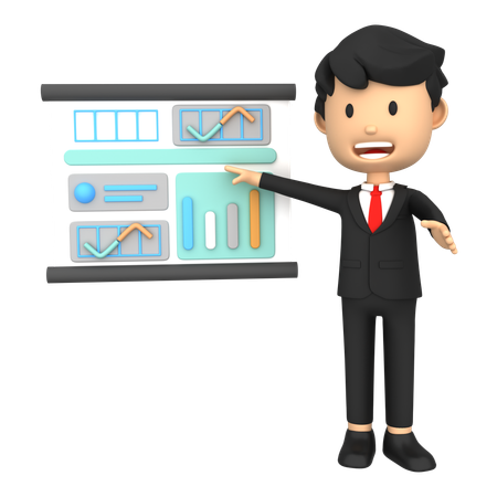 Business Presentation data explained by employee in meeting  3D Illustration