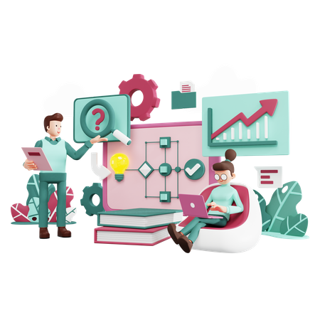 Business Process and Workflow  3D Illustration