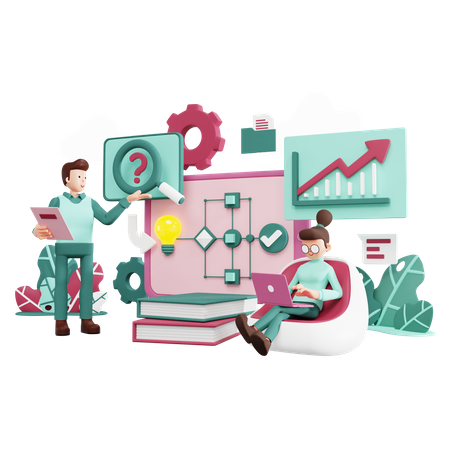 Business Process and Workflow 3D Illustration