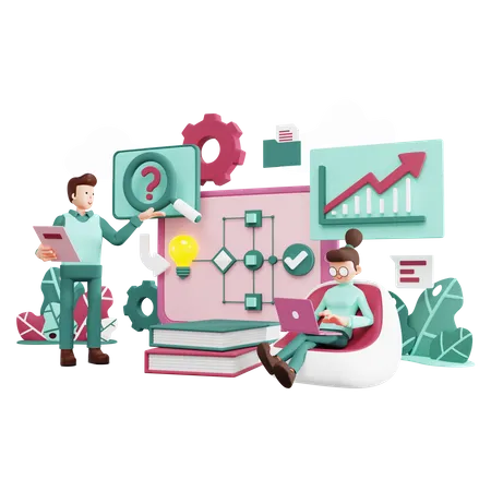 Business Process and Workflow  3D Illustration