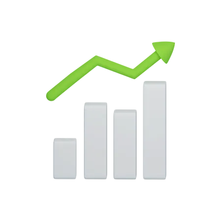 3 D Object Rendering Icon Of Business Concept Arrow Up Graph 3D Illustration