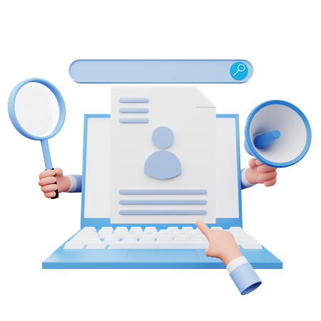 Business Recruitment with laptop  3D Icon