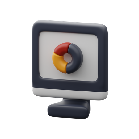 Business report on monitor  3D Icon