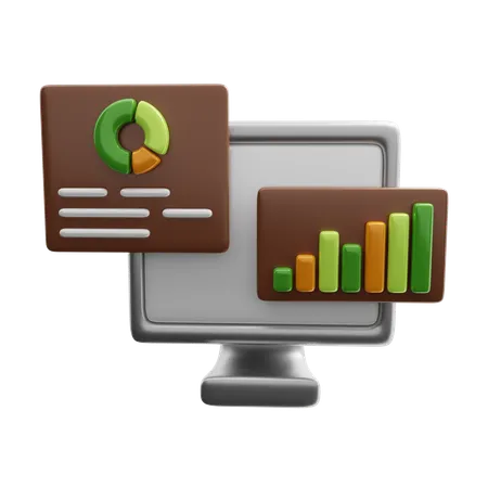 Business report on monitor  3D Icon