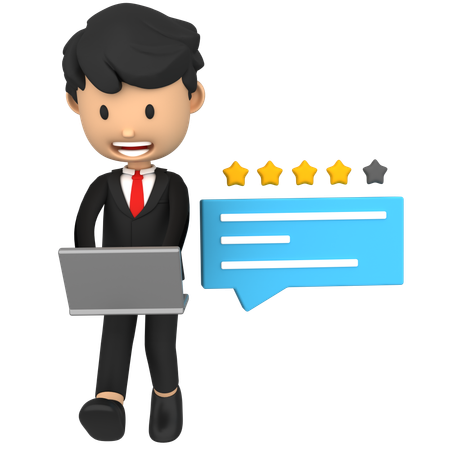 Business reviews feedback seen by businessman  3D Illustration