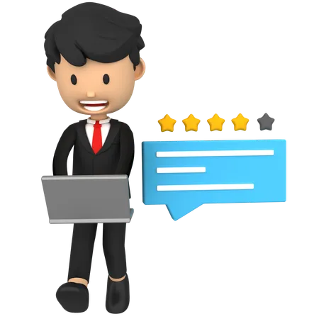 Business reviews feedback seen by businessman  3D Illustration