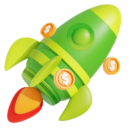 ビジネスロケットと急成長  3D Icon