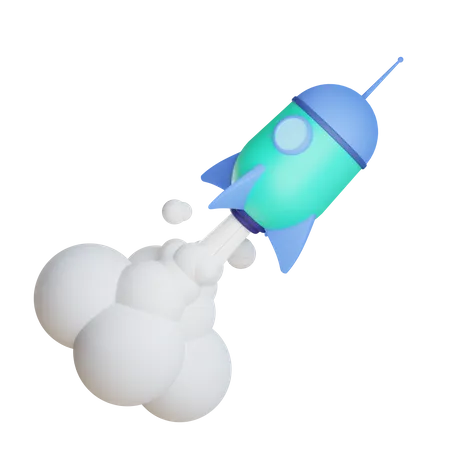 3 D Rocket Flying 3D Illustration