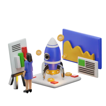 Business Startup Analysis  3D Illustration