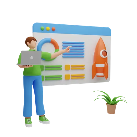 3 D Illustration Business Performance Analysis With Graphs 3D Illustration