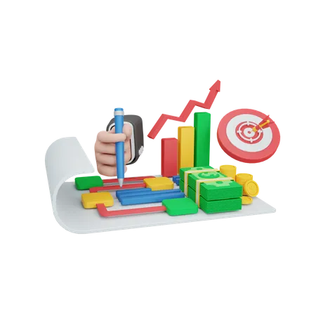 3 D Rendering Strategy Concept With Gear And Colorful Plan Symbol Useful For Business And Finance 3D Illustration