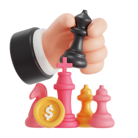 Business strategy with chess  3D Icon