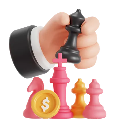 Business strategy with chess  3D Icon