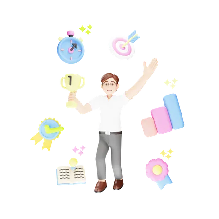 Business Success Achievement  3D Illustration