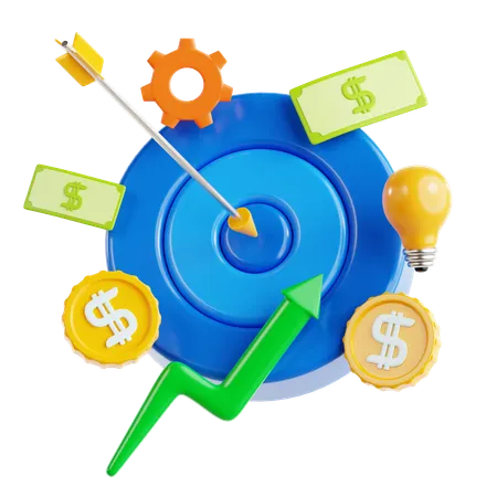 Business Success Concepts with Target Growth and Innovation  3D Icon