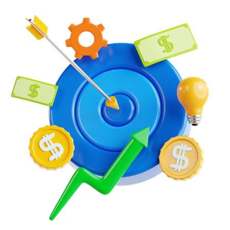 Business Success Concepts with Target Growth and Innovation  3D Icon