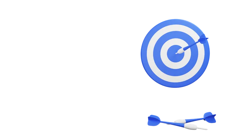3 D Render Illustration Of Arrow Hit The Center Of Target Business Target Achievement Concept 3D Illustration