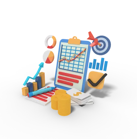 3 D Illustration Of Business Planing Statistic Target 3D Illustration