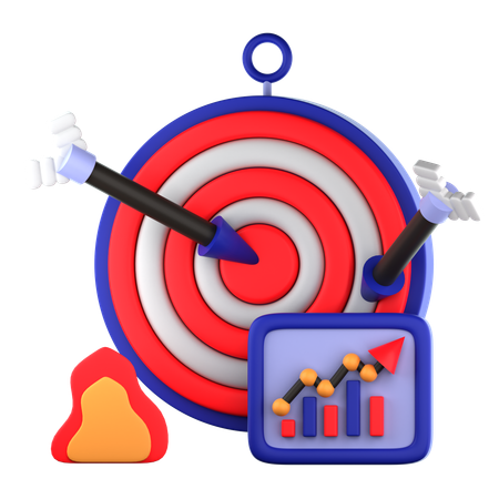 Business Target With Growth Chart  3D Icon