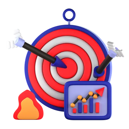 Business Target With Growth Chart  3D Icon