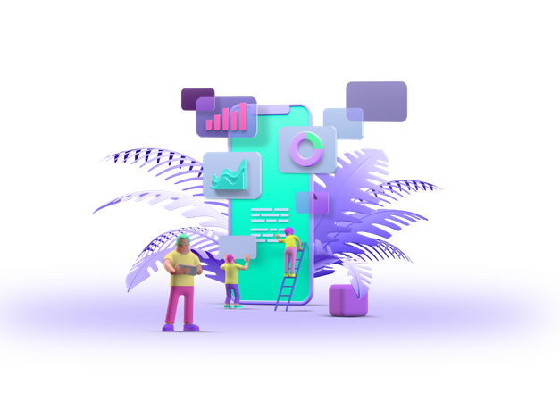Business team analyzing sales data  3D Icon