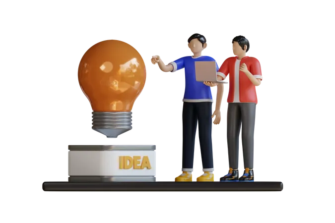 Business-Team arbeitet an Idee  3D Illustration