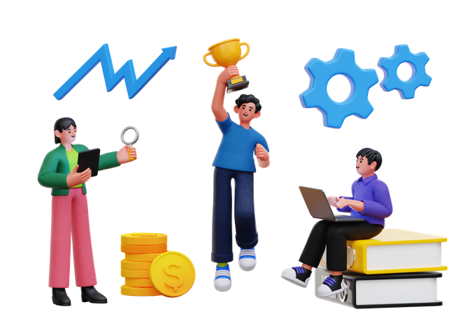 Business team celebrating success  3D Icon