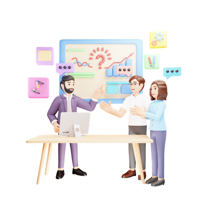 Business Team doing Analytics  3D Icon