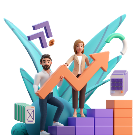 Business Team Doing Business Growth  3D Illustration
