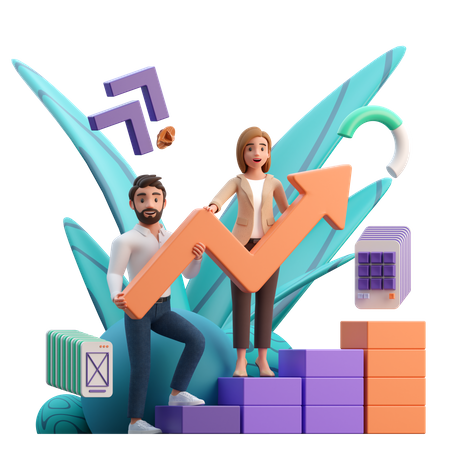 Business Team Doing Business Growth  3D Illustration