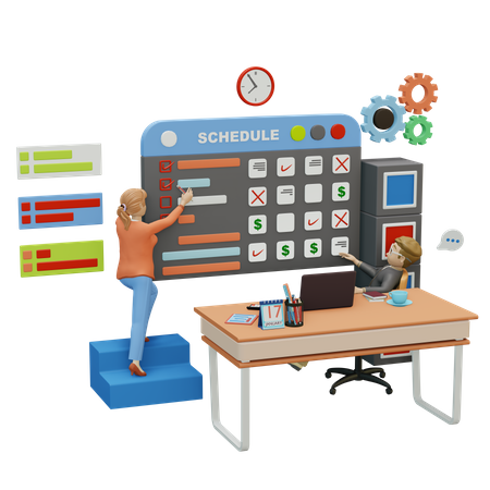 Business team doing schedule management  3D Illustration