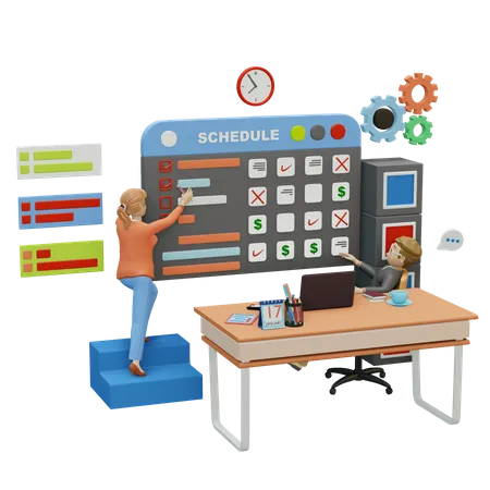 Business team doing schedule management  3D Illustration