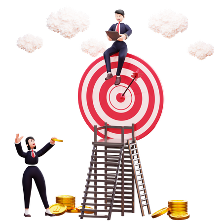 Business team working hard to achieve goal  3D Icon