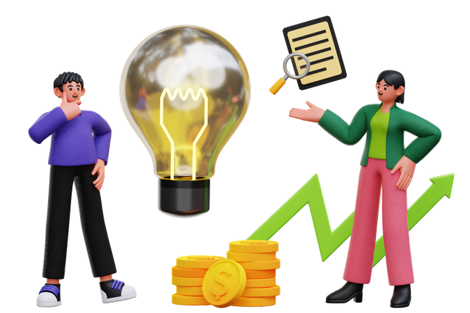 Business team working on business idea  3D Icon